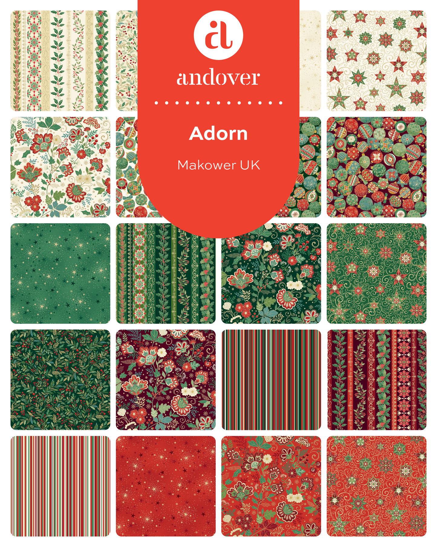 Makower Adorn Christmas Collection - Jelly Roll