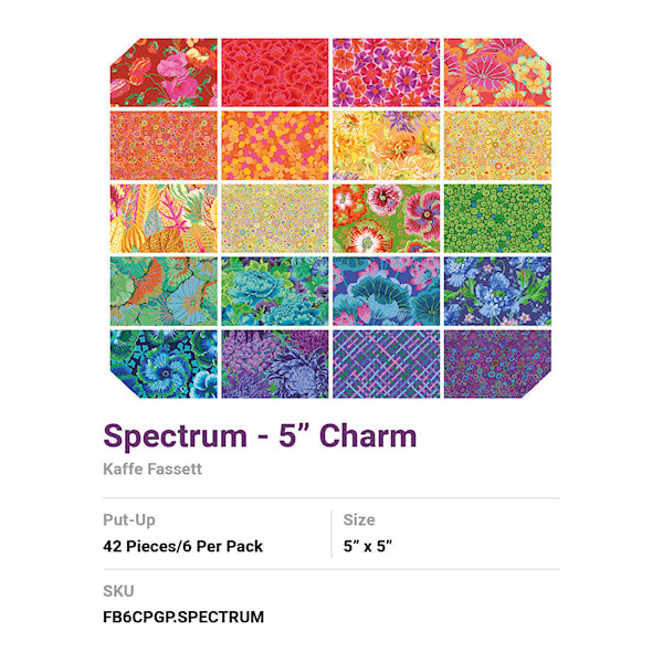 Kaffe Fassett Rainbow Spectrum Charm Pack quilting cotton - Classic collection
