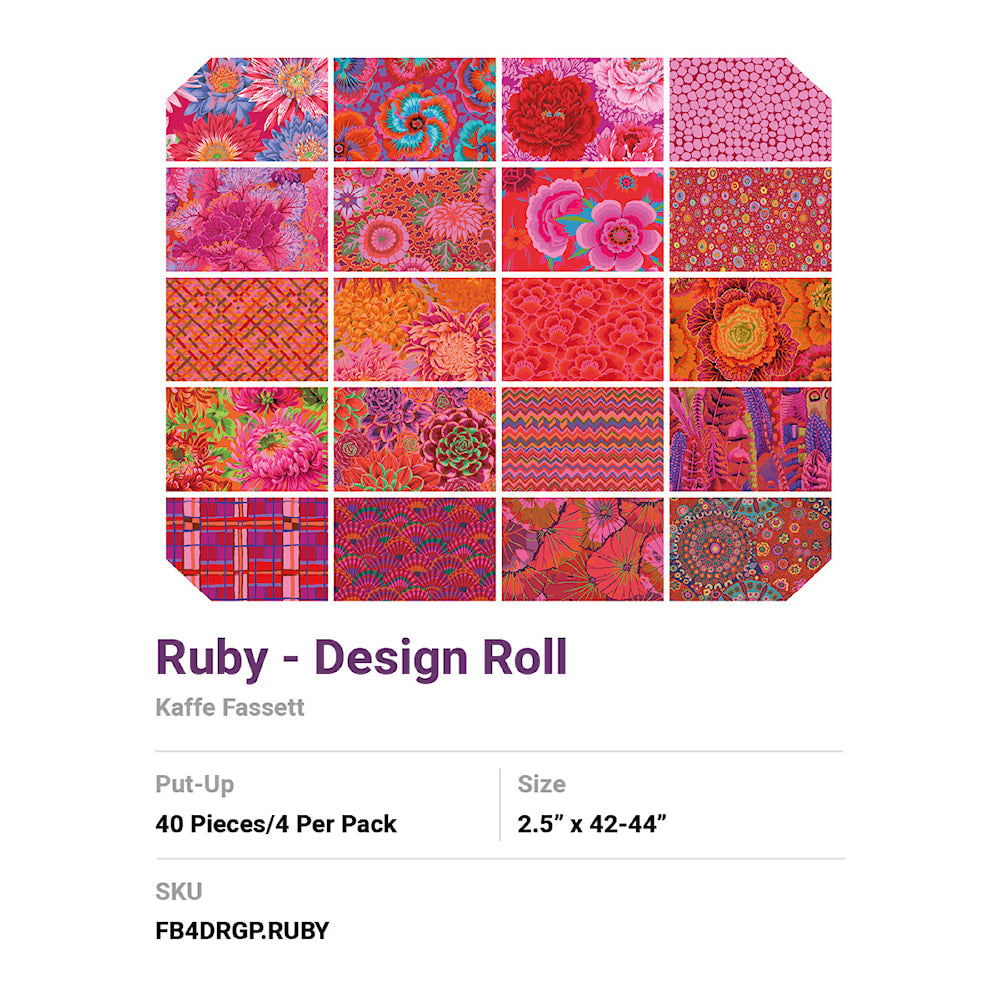 Jelly Roll Ruby Kaffe Fassett quilting cotton - Classic collection red