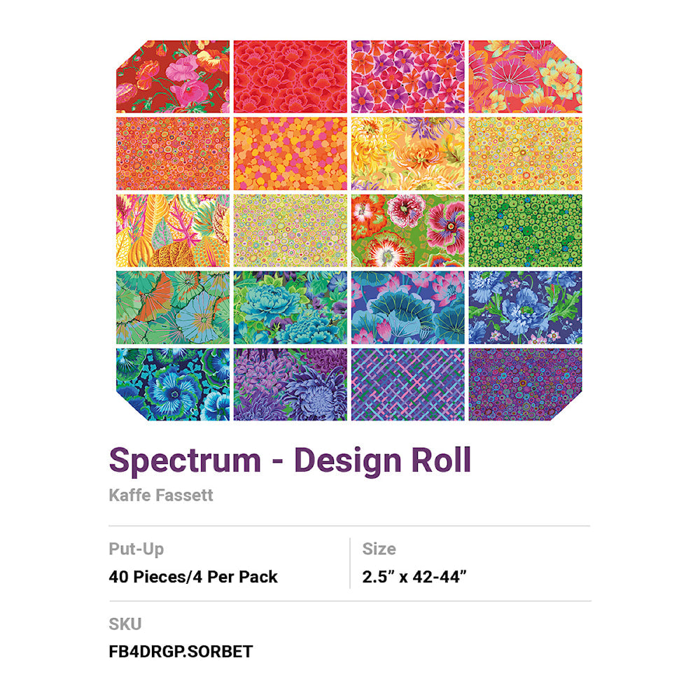 Jelly Roll Spectrum Kaffe Fassett quilting cotton - Classic collection rainbow colours