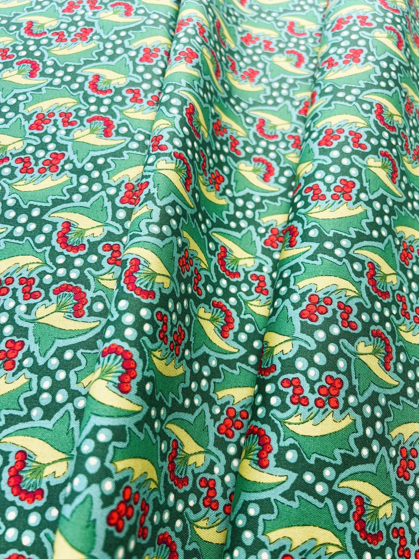 Liberty Christmas Fabric - Festive Xmas Festive Flora green