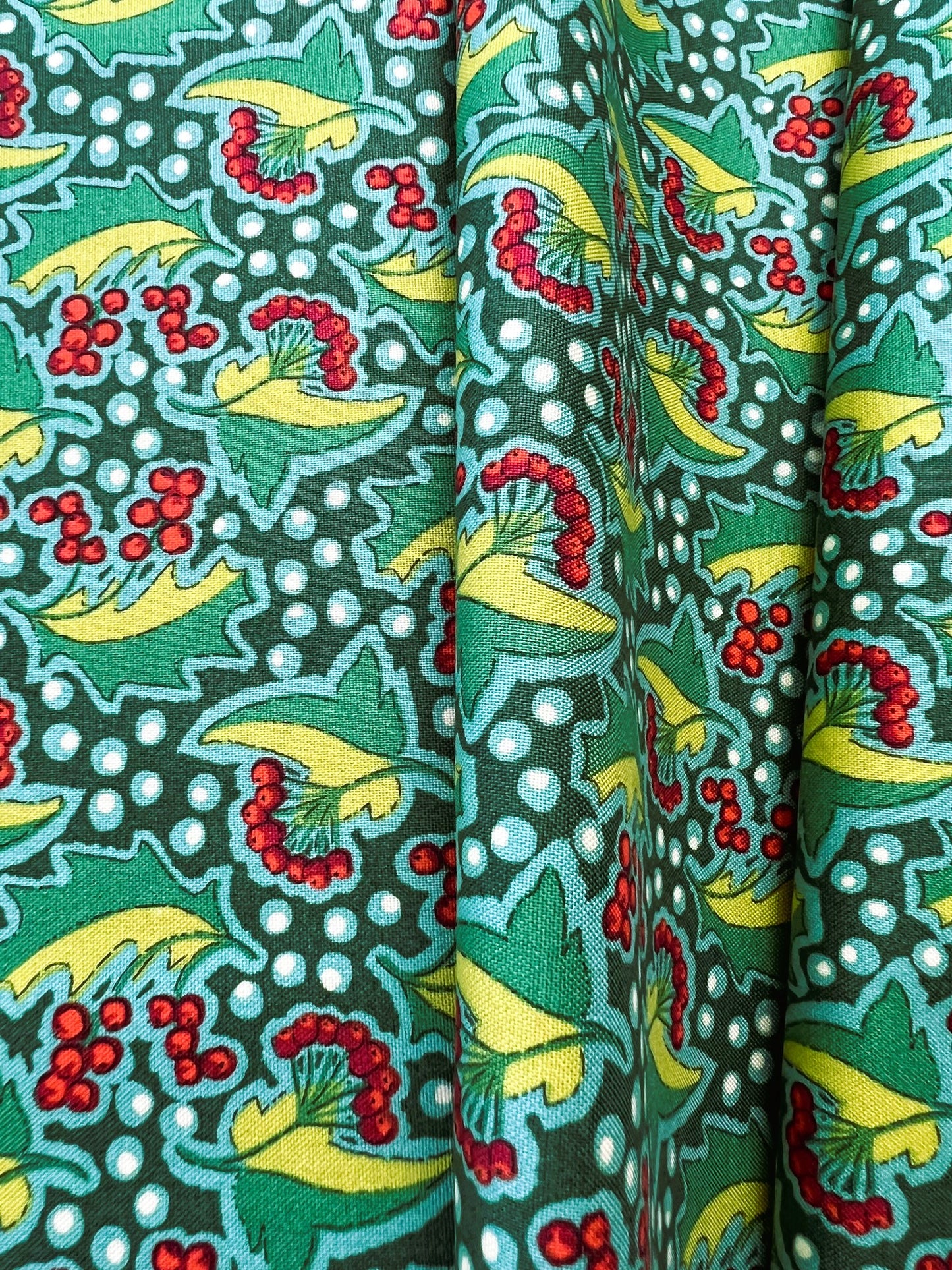 Liberty Christmas Fabric - Festive Xmas Festive Flora green