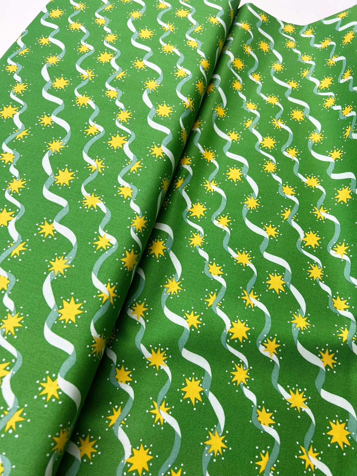 Liberty Christmas Fabric - Festive Xmas Stars and Ribbons