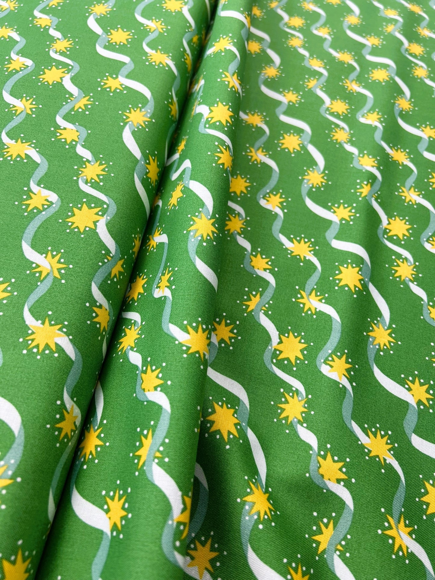 Liberty Christmas Fabric - Festive Xmas Stars and Ribbons