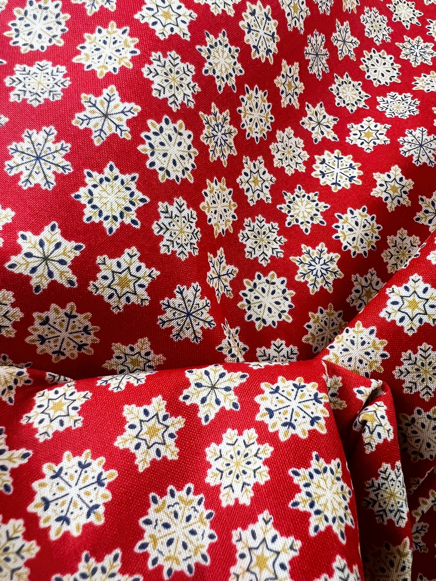 Liberty Christmas Fabric - Festive Greetings Collection Snow Season red