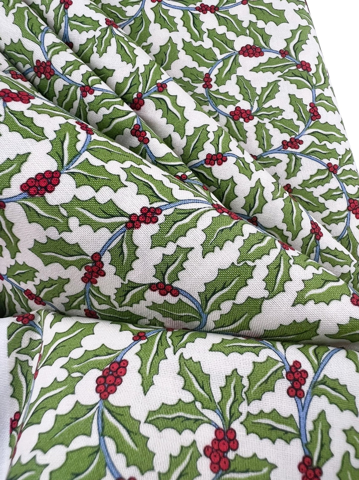 Liberty Christmas Fabric - Festive Greetings Collection, Swirling Holly light green