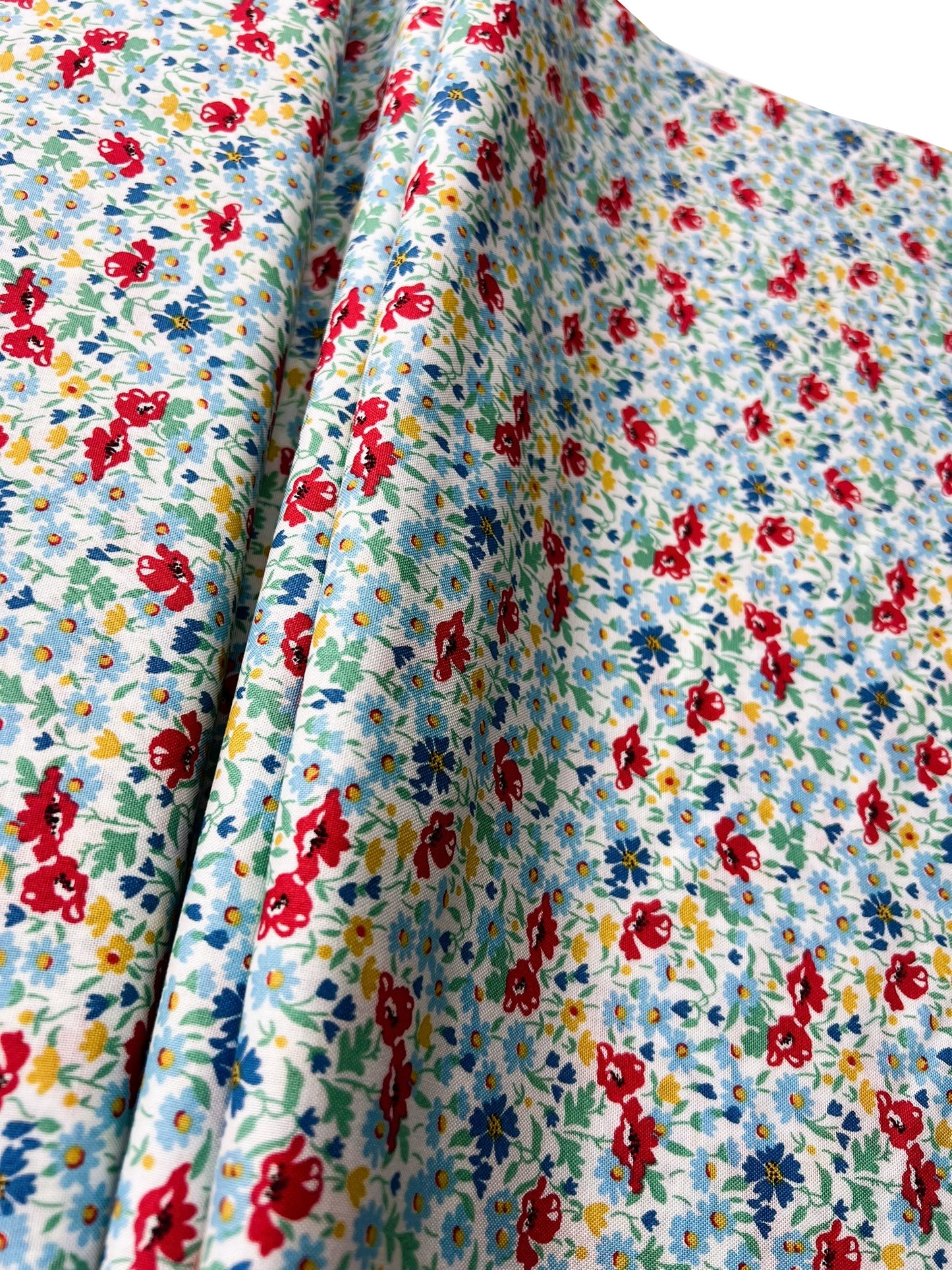 Liberty Fabric Riviera Collection - Wildflower Poppy teal
