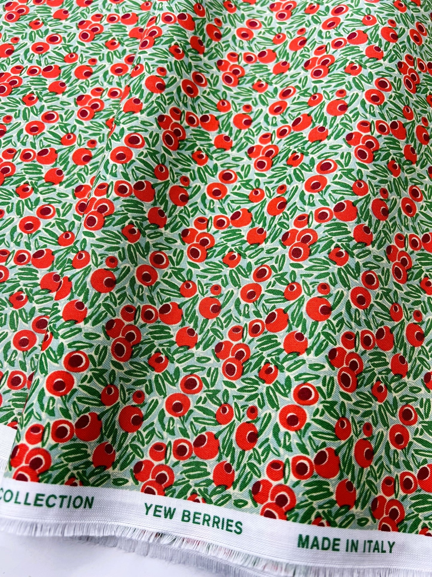 Liberty Christmas Fabric - Festive Xmas Yew Berries