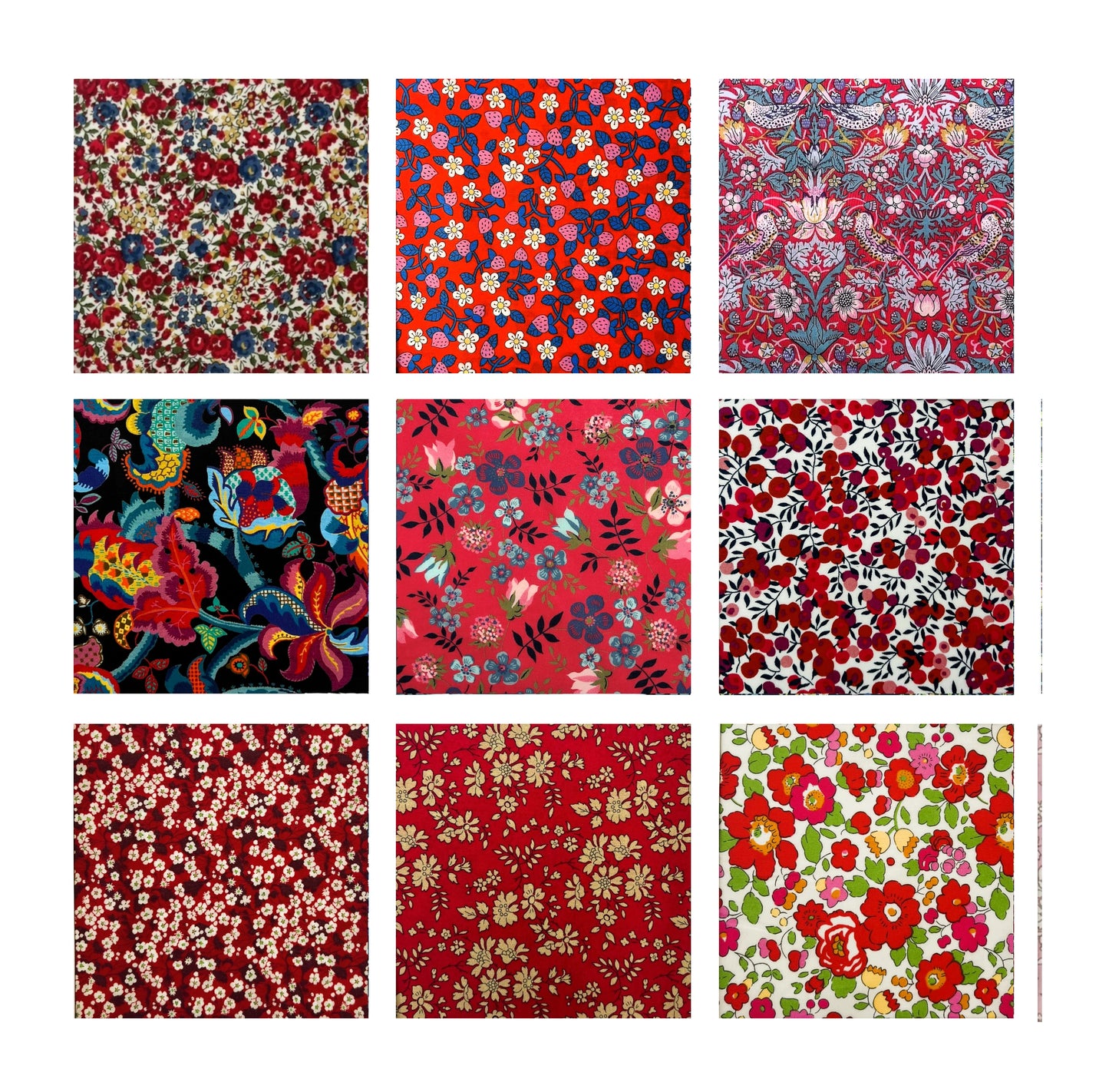 45 Liberty Fabric Precut 5inch Squares - Red