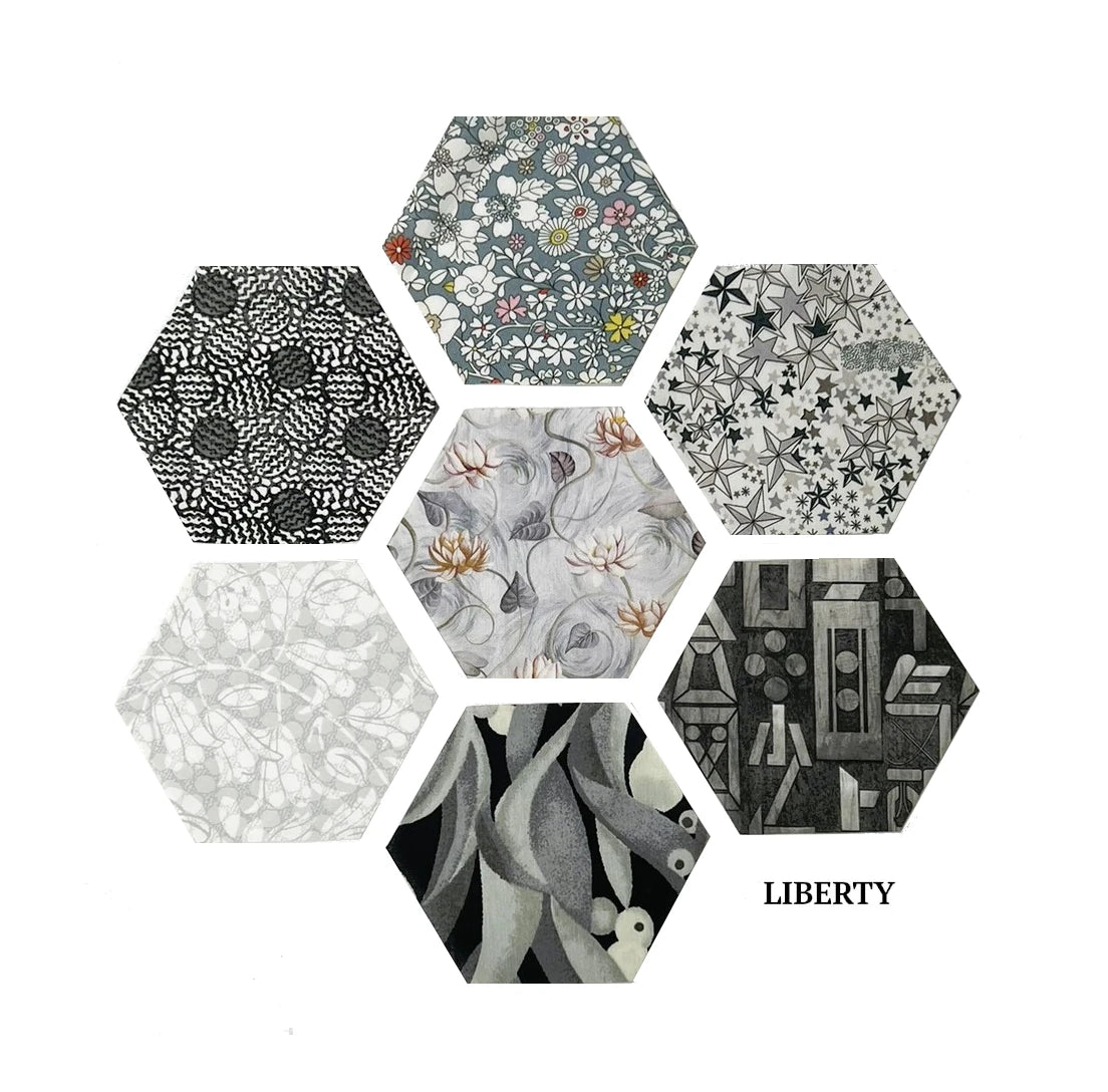 49 Liberty Lawn Paper Piecing Precut Hexagons - Greys