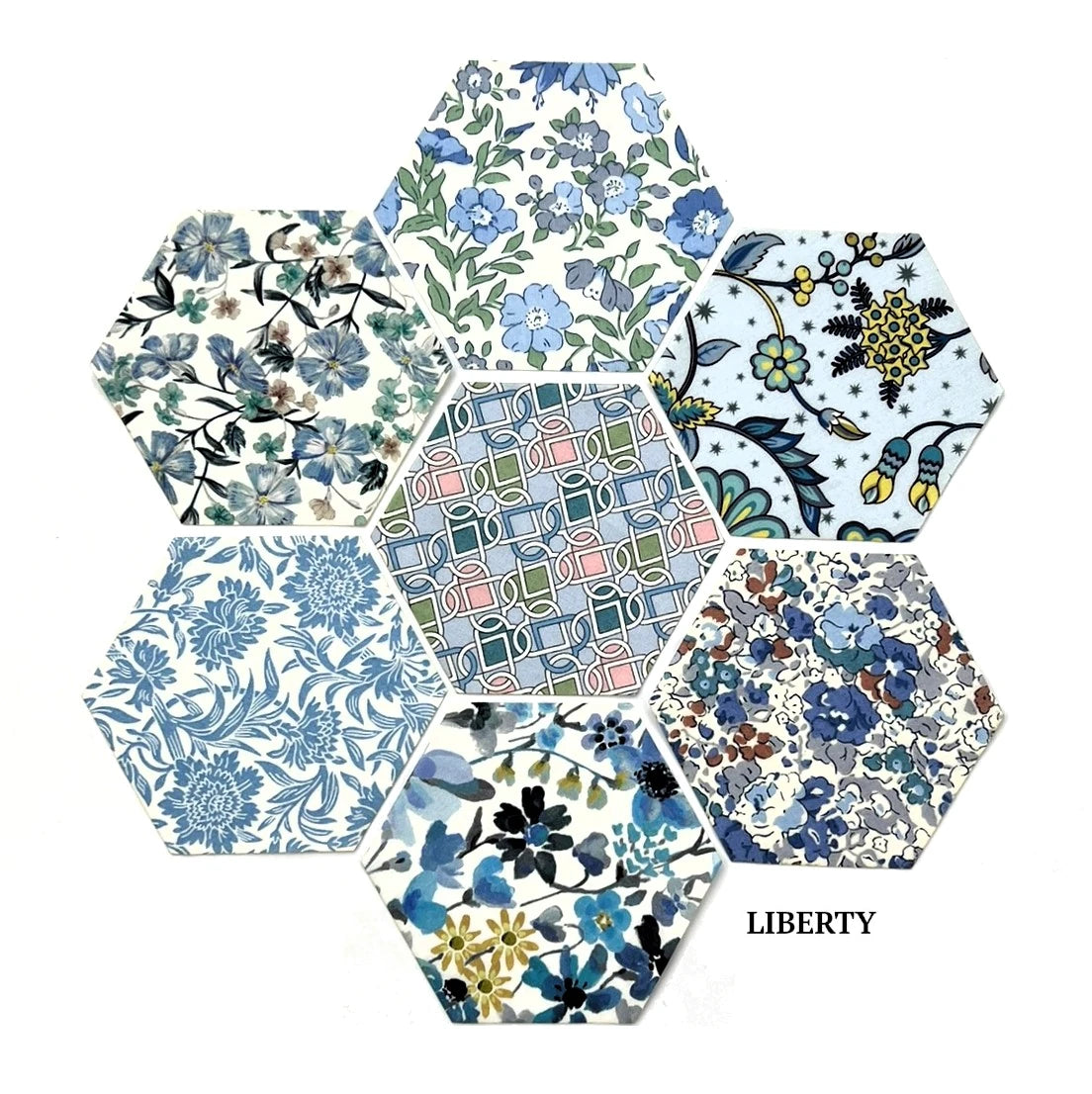 49 Liberty Lawn Paper Piecing Precut Hexagons - Pale Blue