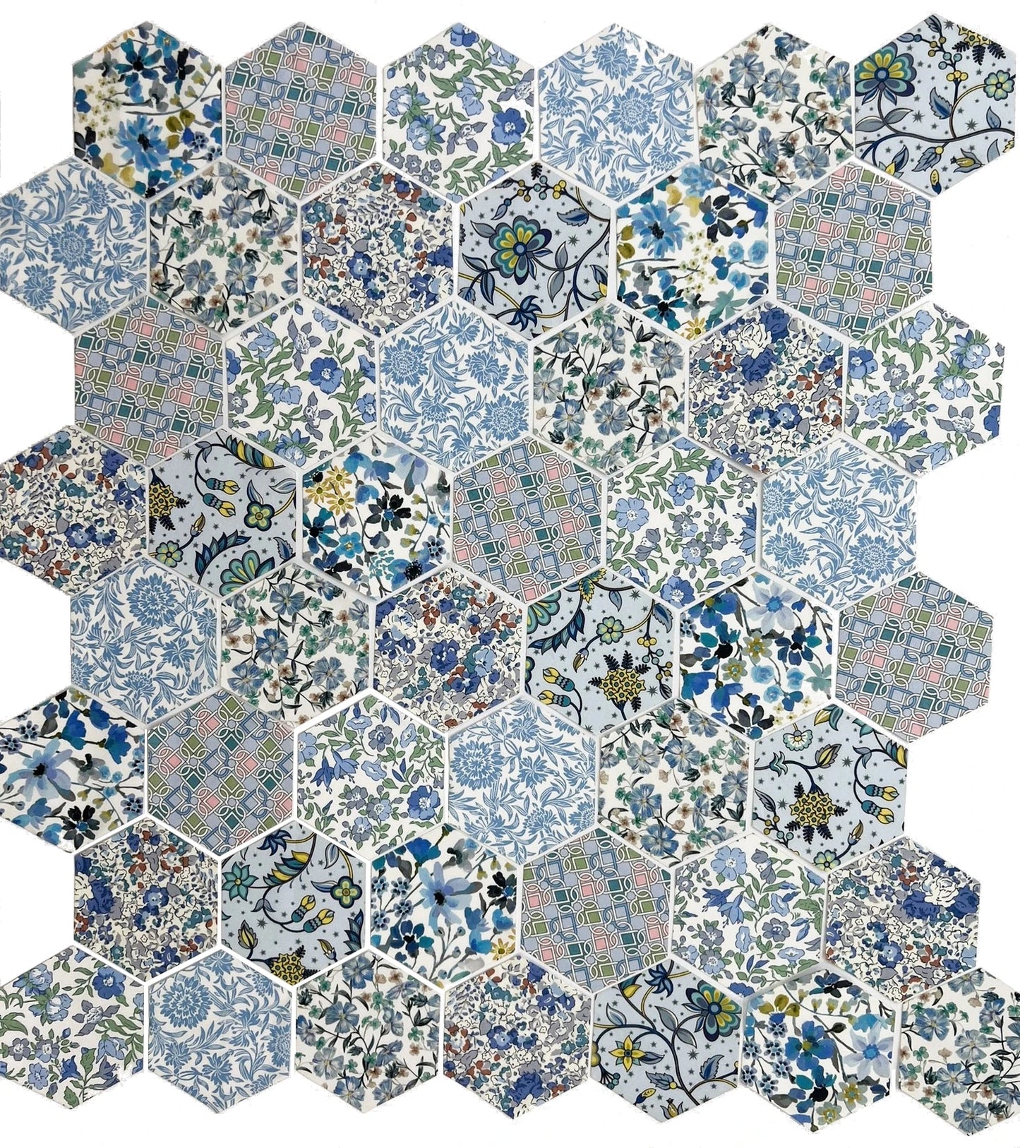 49 Liberty Lawn Paper Piecing Precut Hexagons - Pale Blue