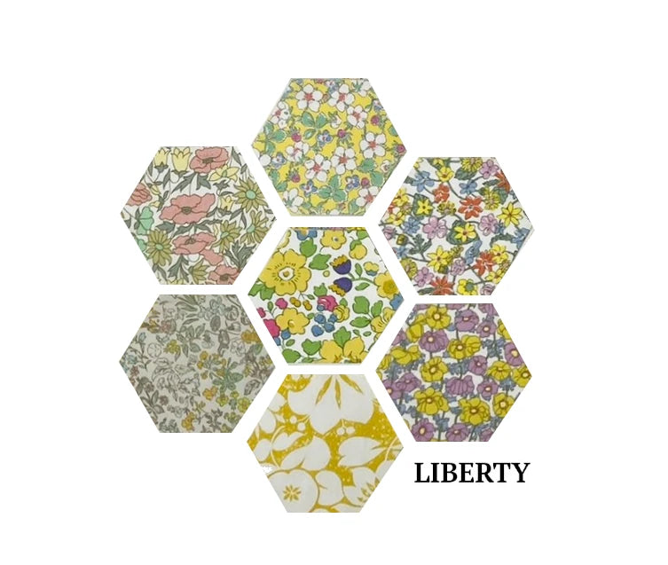 DIY Cushion Sewing Kit Liberty Fabric Quilted Hexagon Patchwork Paper Piecing Slow Stitching 40cm square
