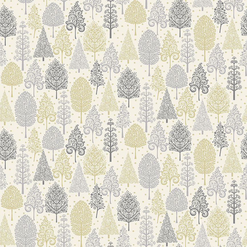 Makower Christmas Scandi Cotton Fabric - Xmas Trees
