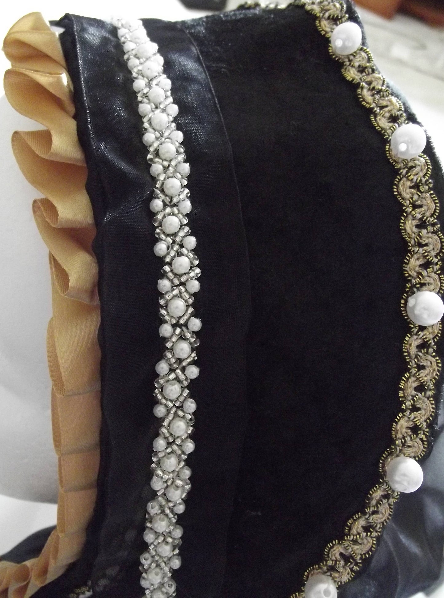 One Metre of Hand Sewn Sequined Ribbon Trim-3.2cm wide