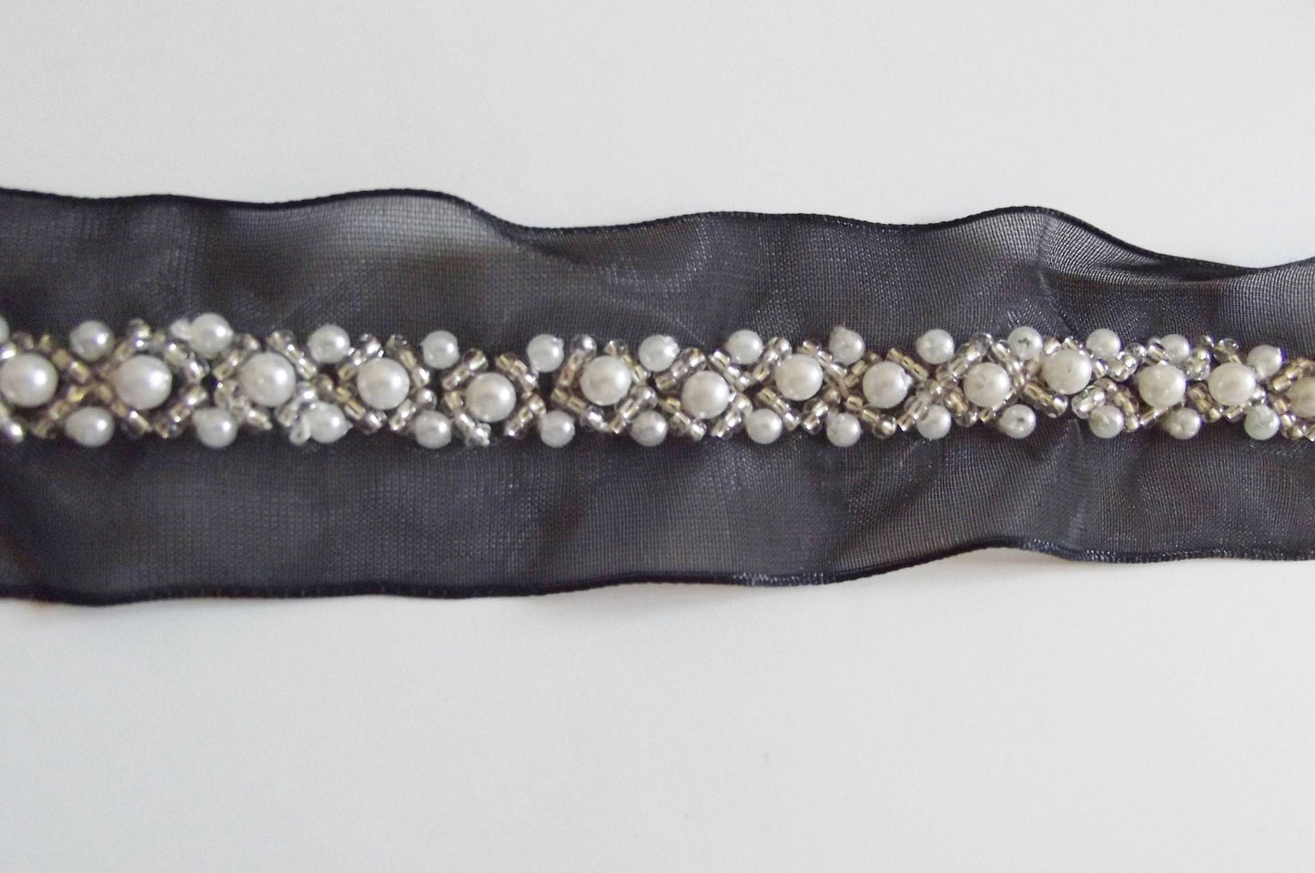 One Metre of Hand Sewn Sequined Ribbon Trim-3.2cm wide