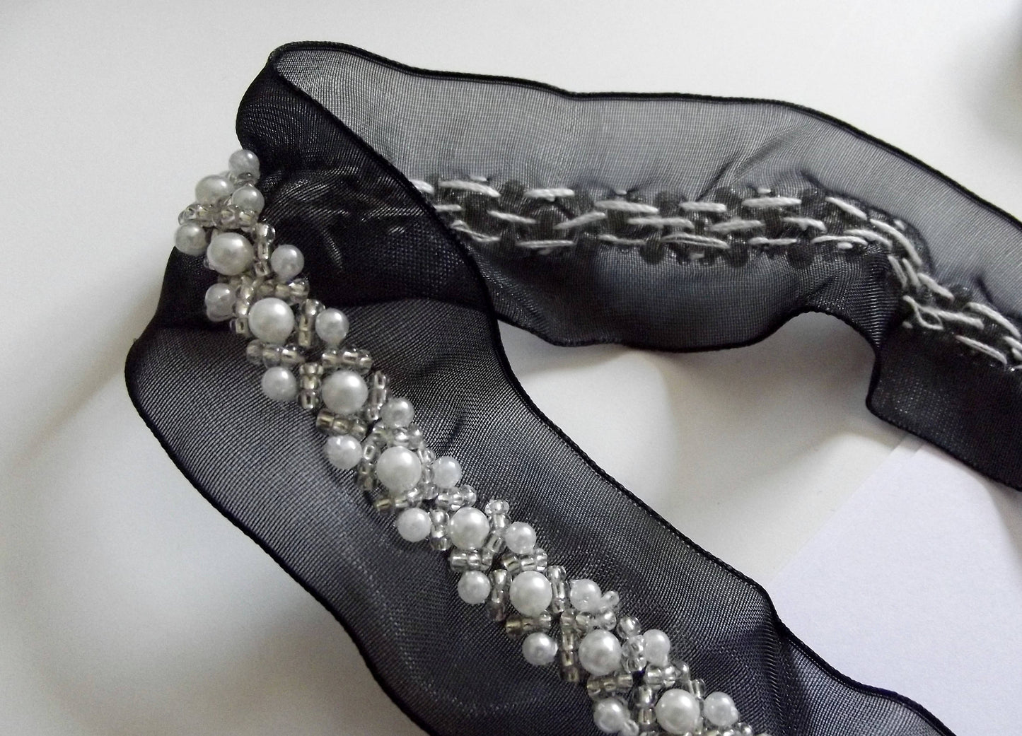 One Metre of Hand Sewn Sequined Ribbon Trim-3.2cm wide