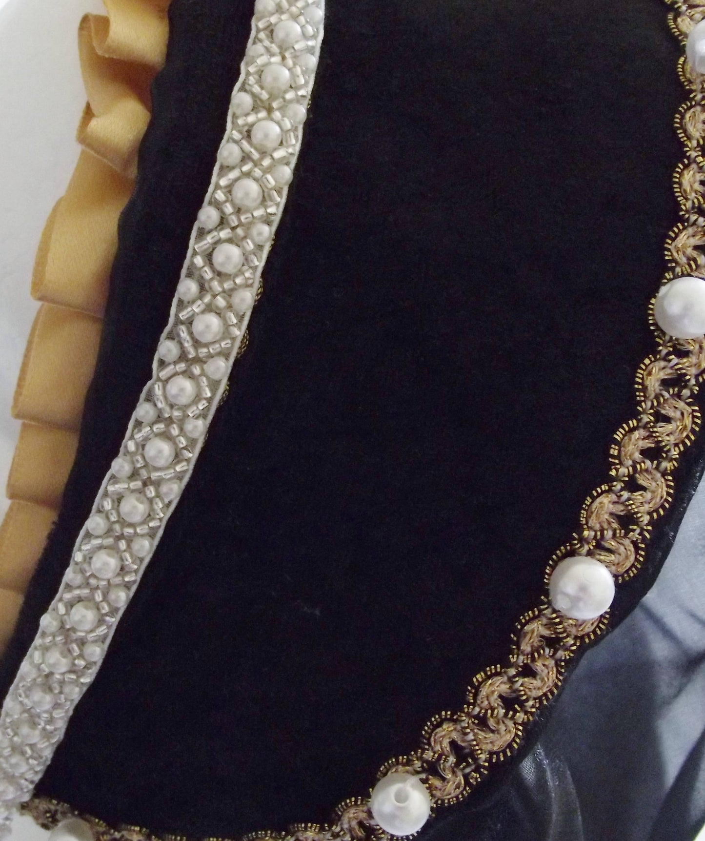 Sequined Ribbon Trim, Hand Sewn - 9mm wide
