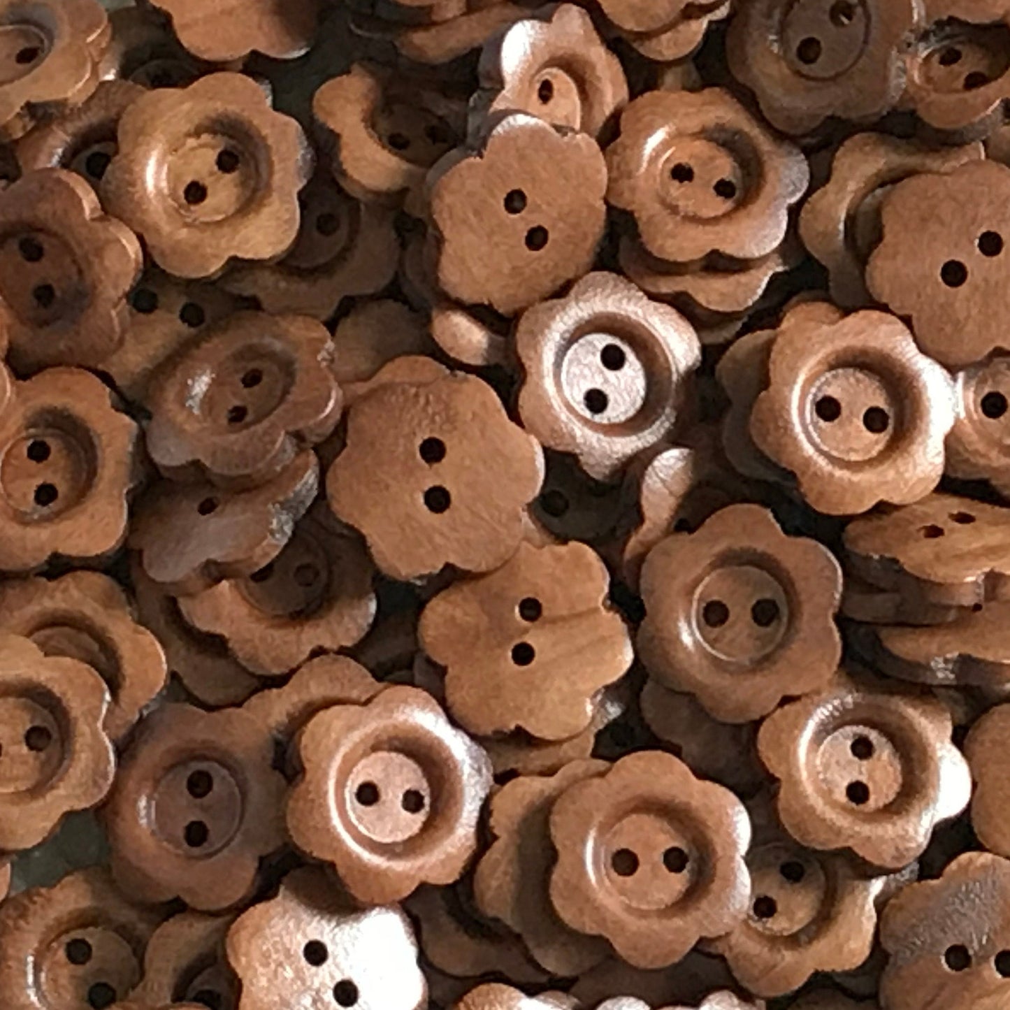 20mm Dark Brown Buttons, Flower Design