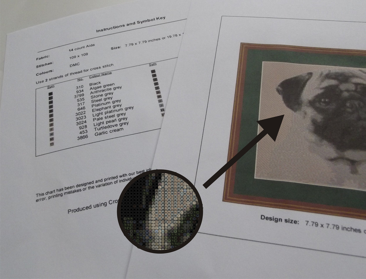 Pug Cross Stitch Digital Pattern - paper pattern