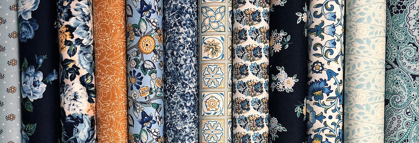 Jelly Roll Liberty quilting cotton - Emporium Collection blues