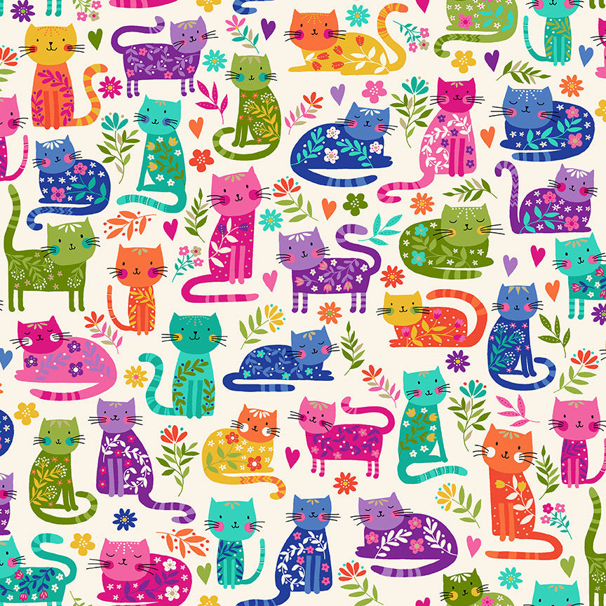 Fat Quarter Bundle of 12 Makower Fabrics - Katie's Cats and Spraytime