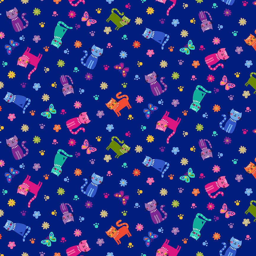 Fat Quarter Bundle of 12 Makower Fabrics - Katie's Cats and Spraytime