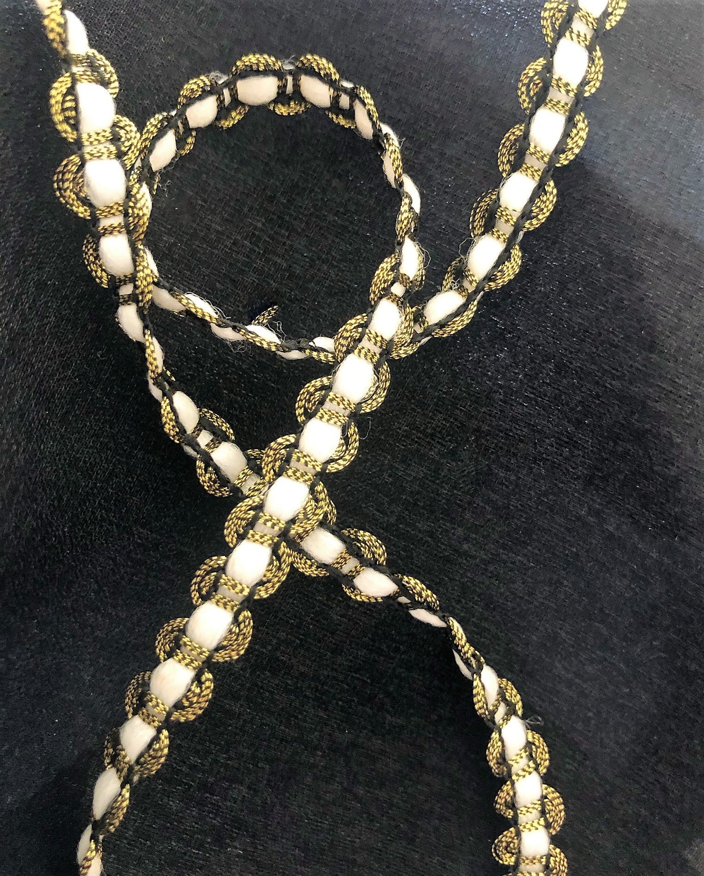 2 metres of white and gold trim
