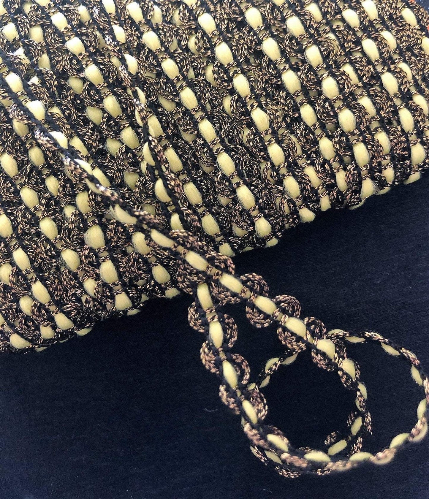 Gold, yellow and black trim - 2 metres