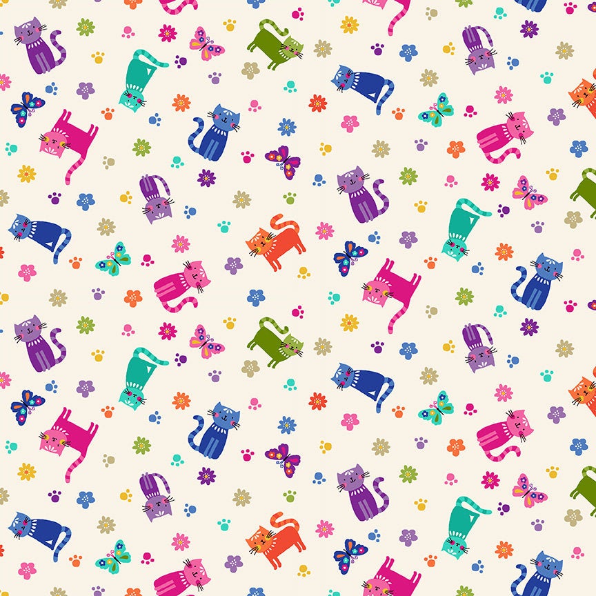 Fat Quarter Bundle of 12 Makower Fabrics - Katie's Cats and Spraytime