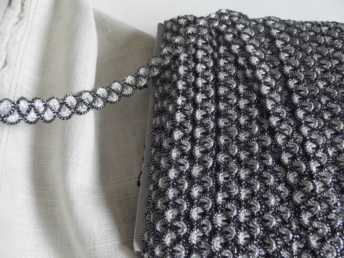 2 metres of Silver and Black Decorative Trim