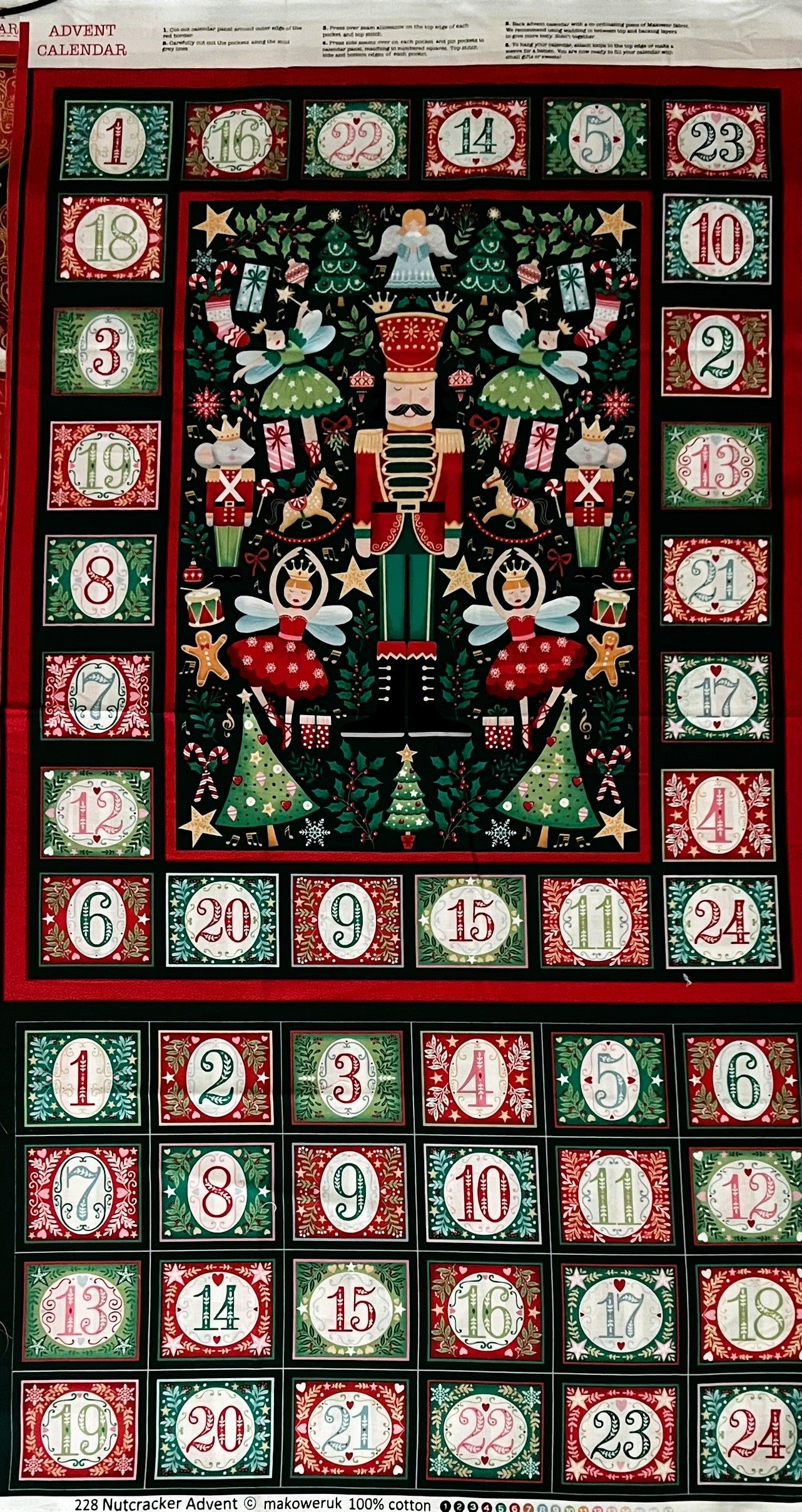 DIY Advent Calendar Makower Nutcracker Christmas wall decor sewing panel