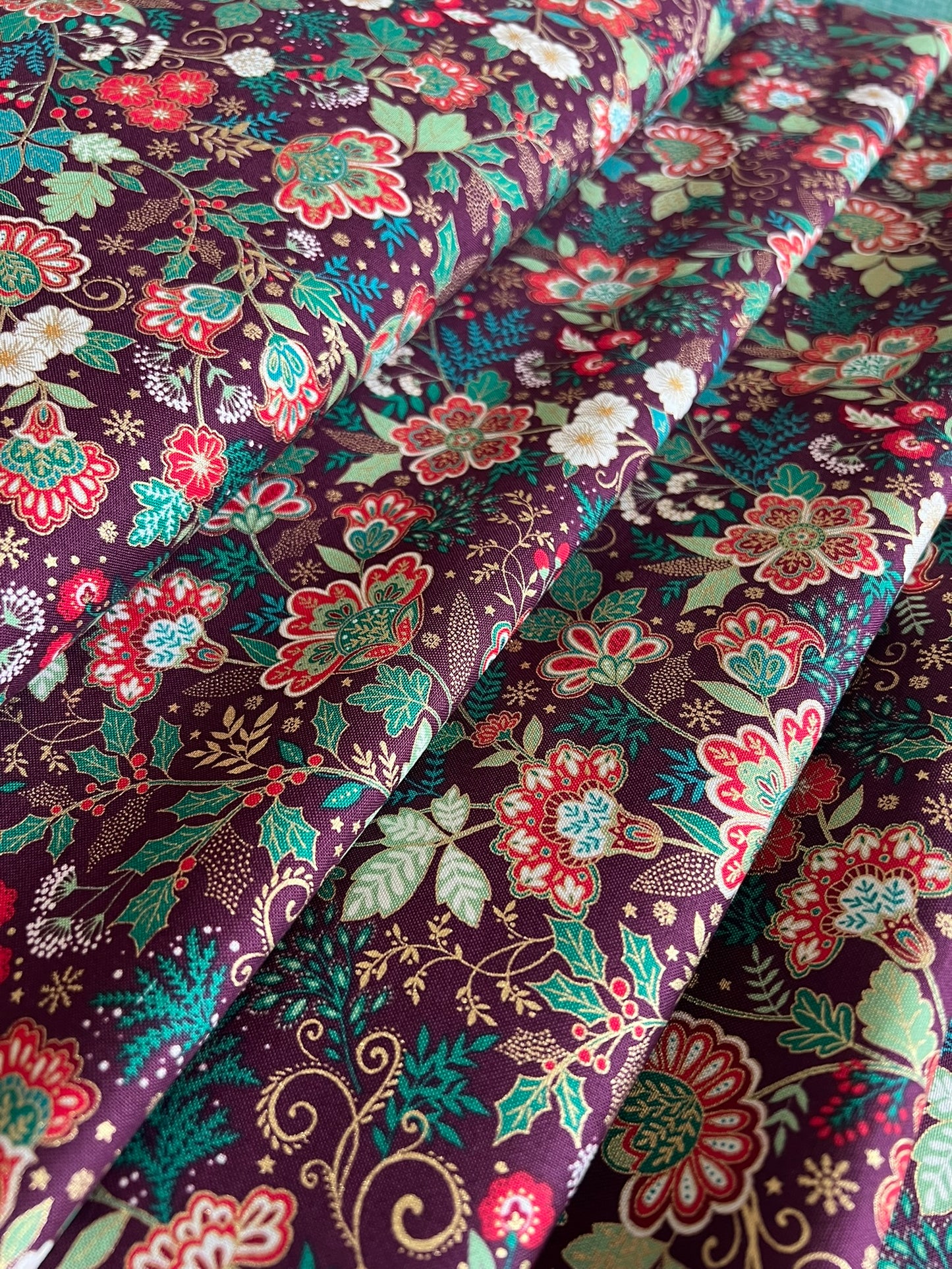 Makower Adorn Christmas Collection - Bloom, burgundy