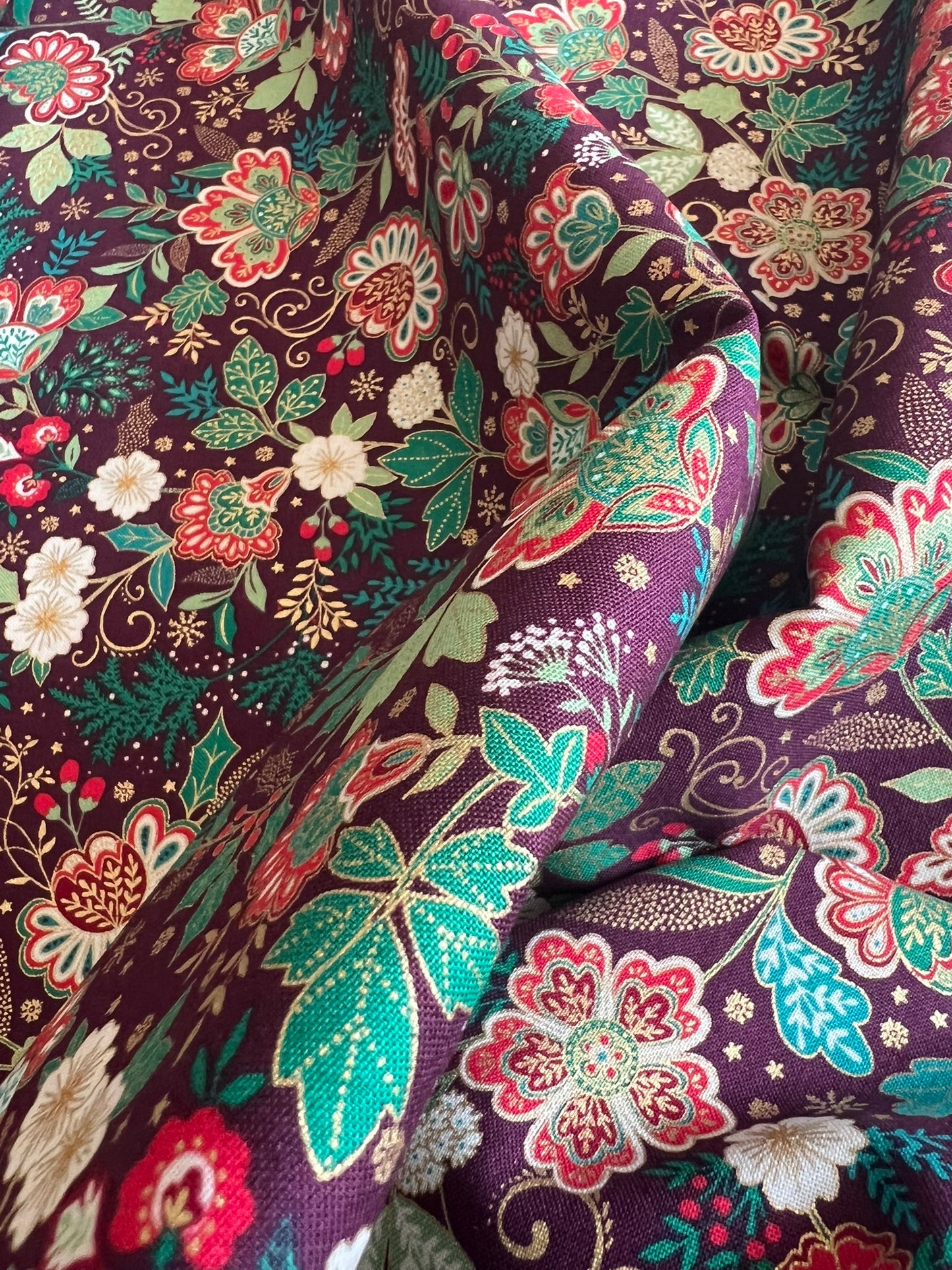 Makower Adorn Christmas Collection - Bloom, burgundy