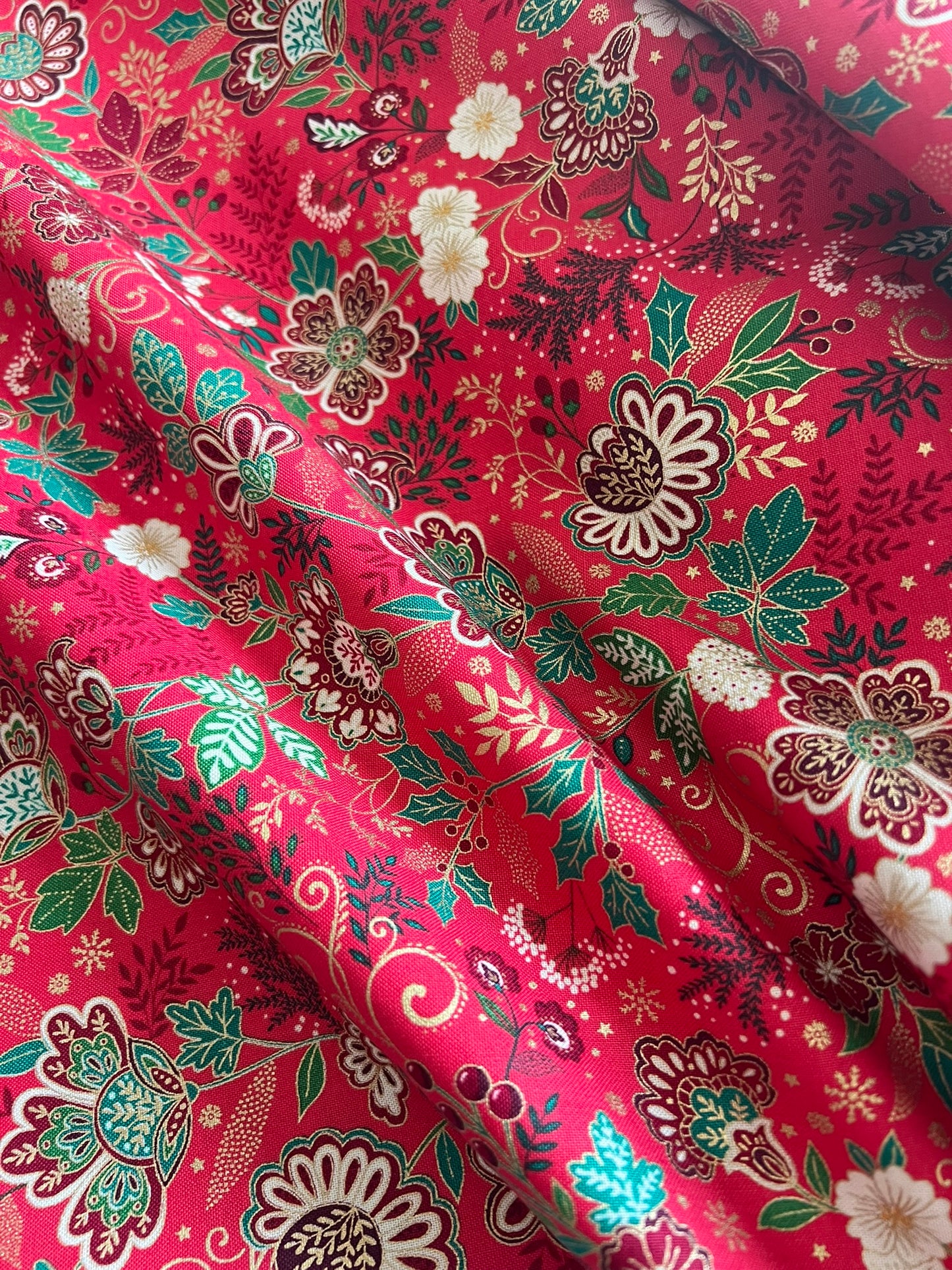 Makower Adorn Christmas Collection - Bloom, red