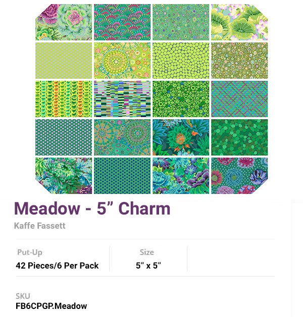 Kaffe Fassett Green Charm Pack quilting cotton - Classic collection