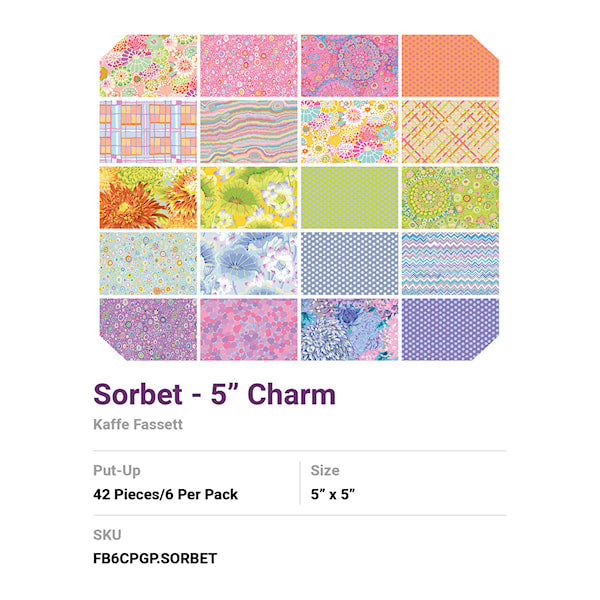 Kaffe Fassett Charm Pack quilting cotton - Classic collection Sorbet
