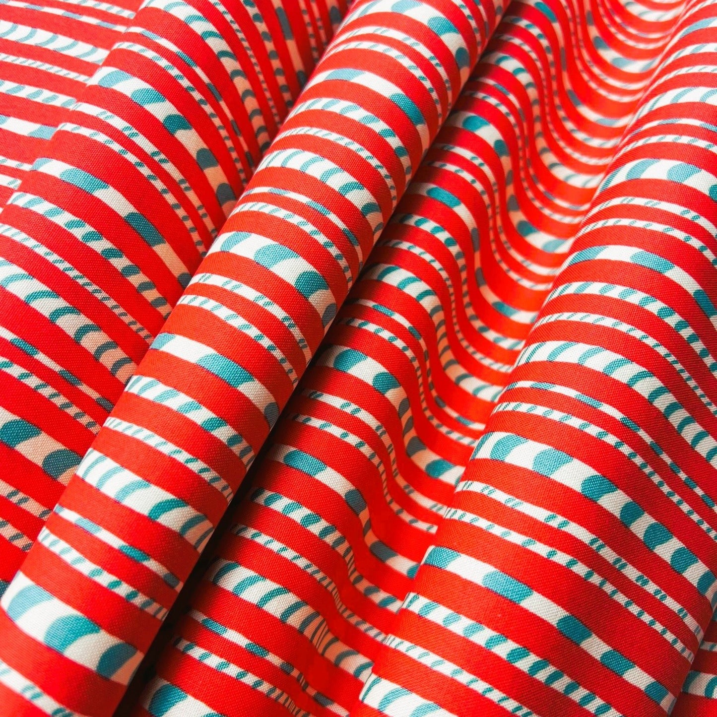 Liberty Christmas Fabric - Festive Xmas Candy Cane Stripe red