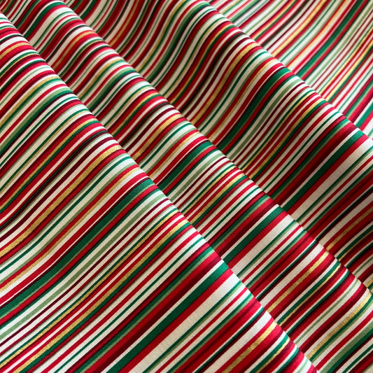 Makower Adorn Christmas Collection - Classic Stripe, cream