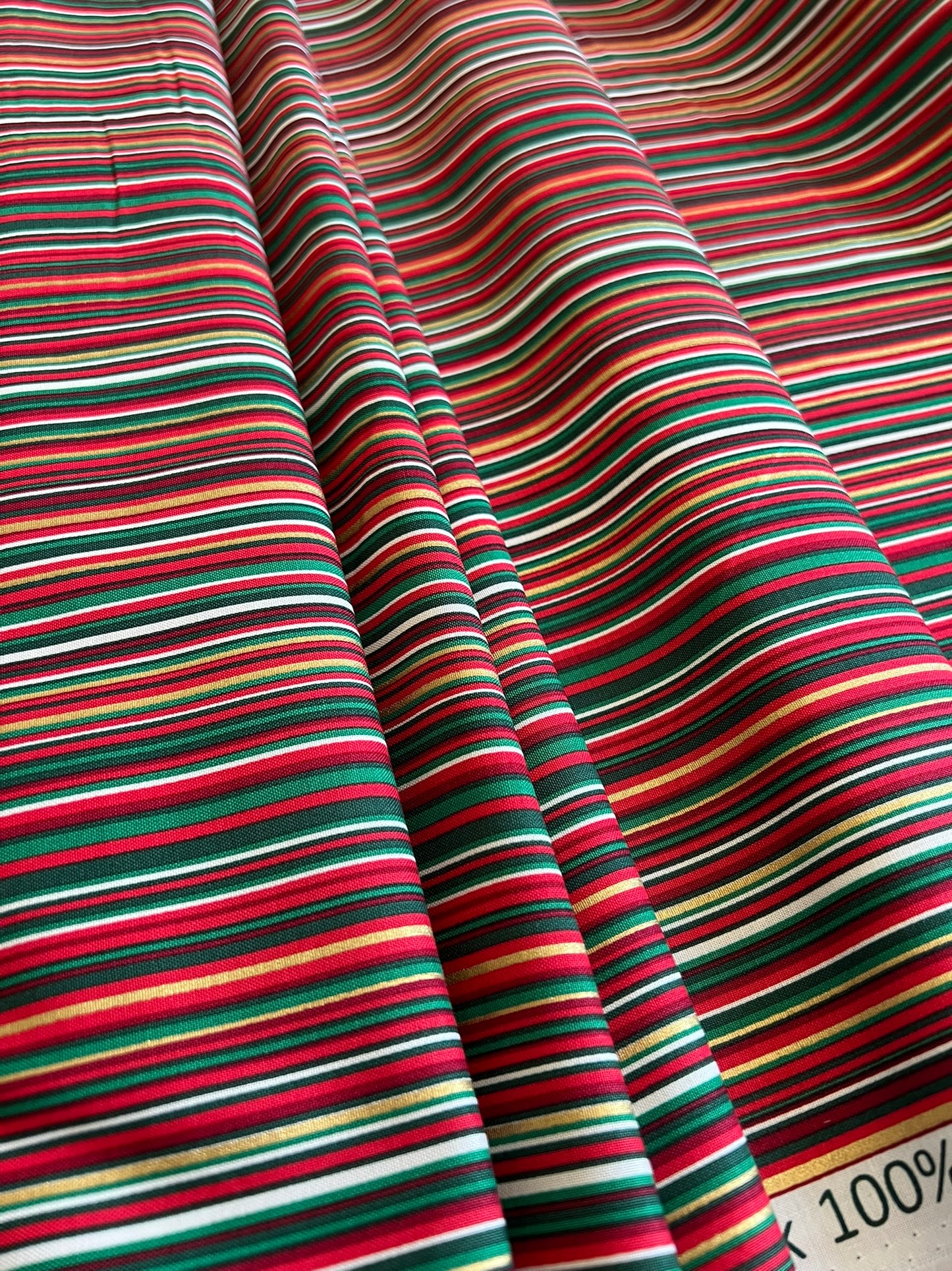 Makower Adorn Christmas Collection - Classic Stripe, green