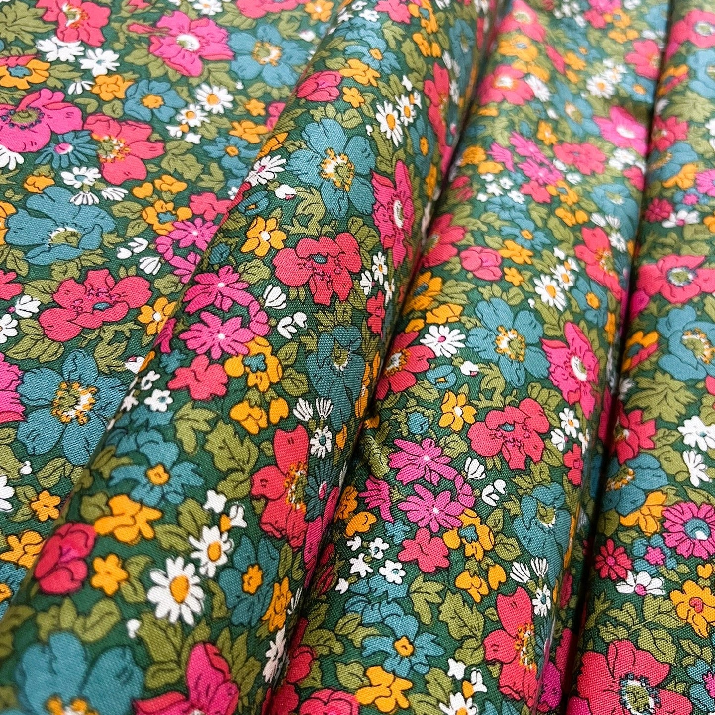 Liberty Fabric Everlasting - Cosmos Song green