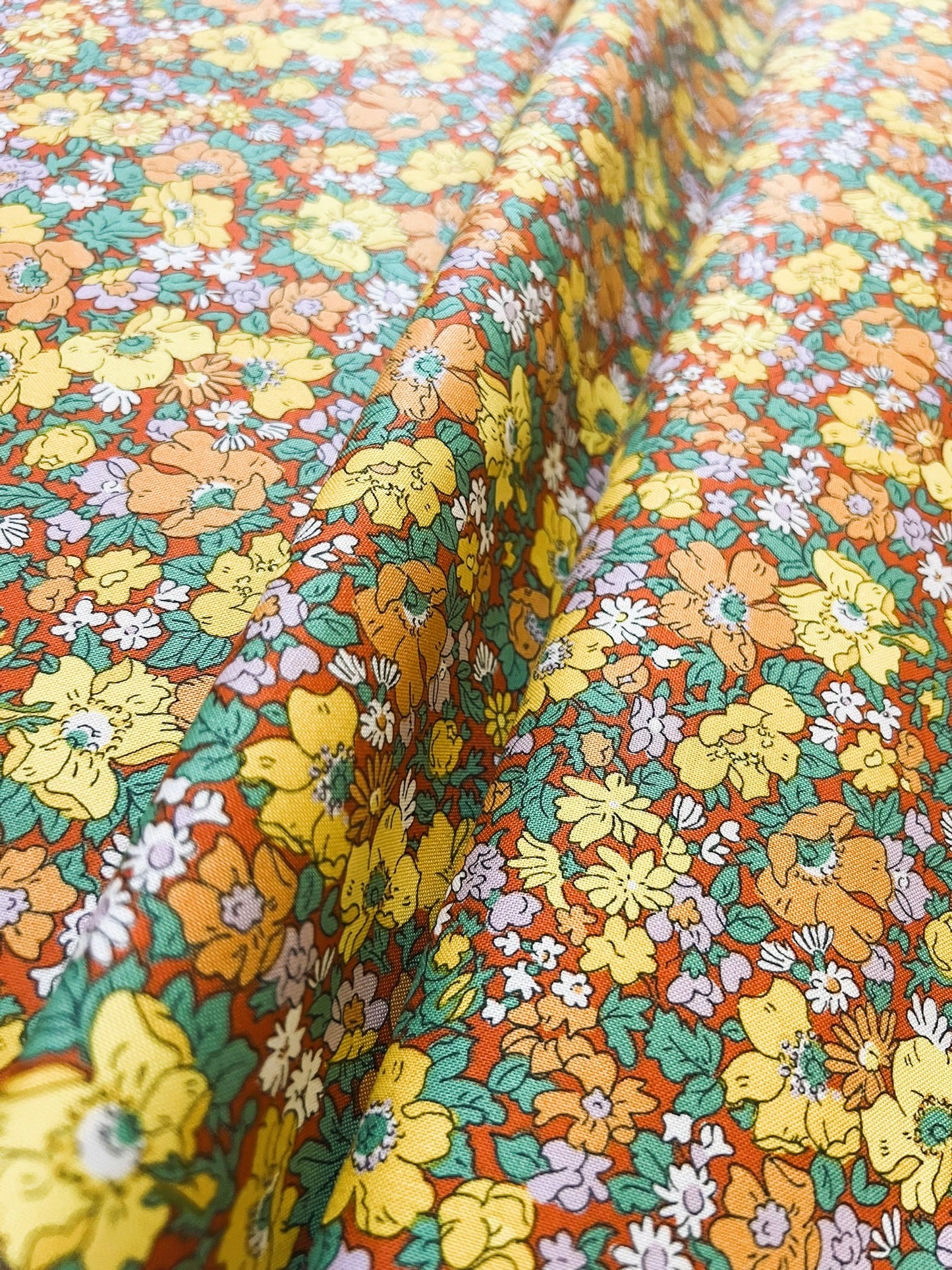 Liberty Fabric Everlasting - Cosmos Song orange