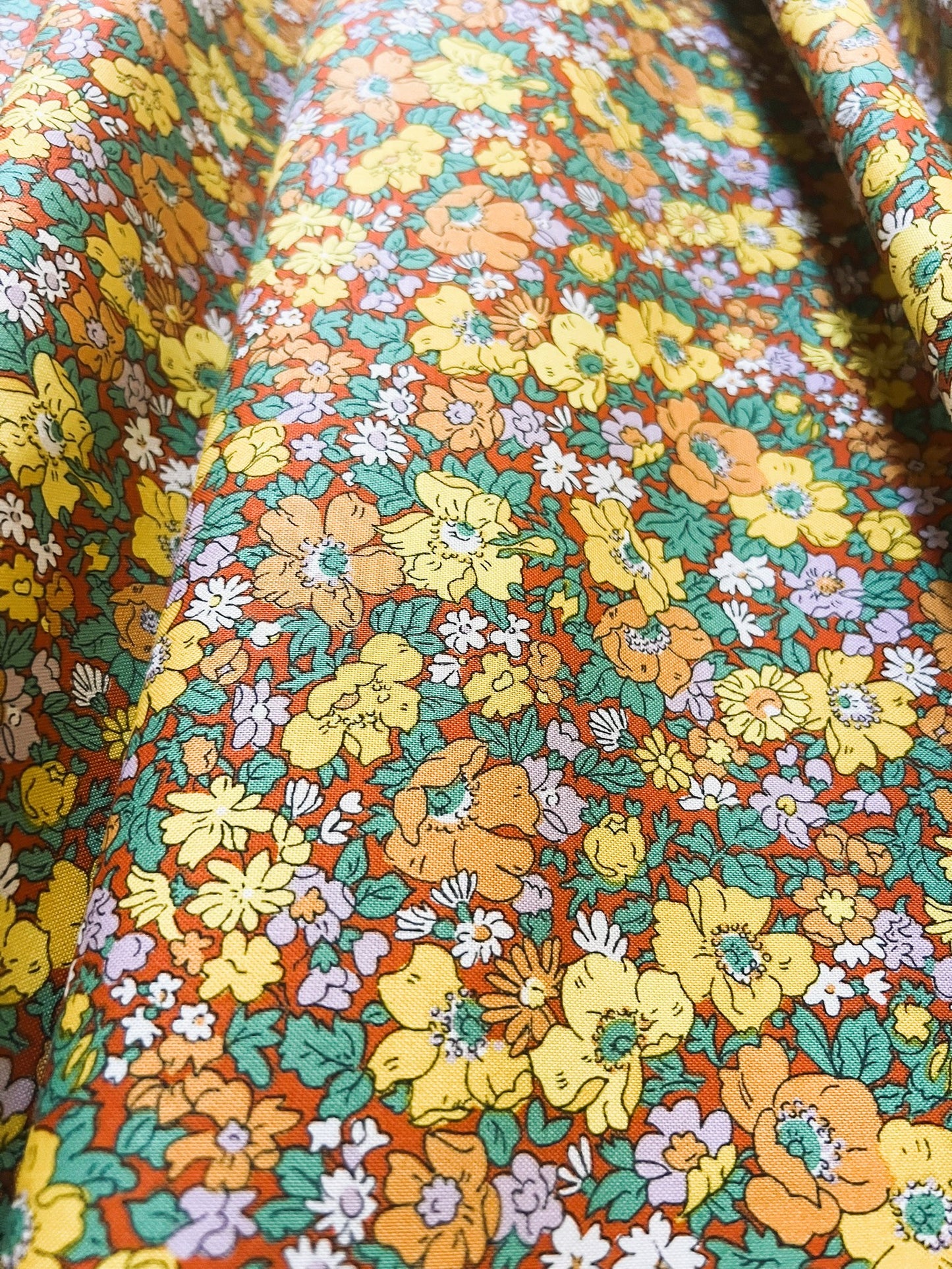 Liberty Fabric Everlasting - Cosmos Song orange
