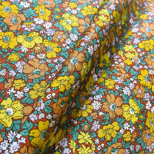 Liberty Fabric Everlasting - Cosmos Song orange