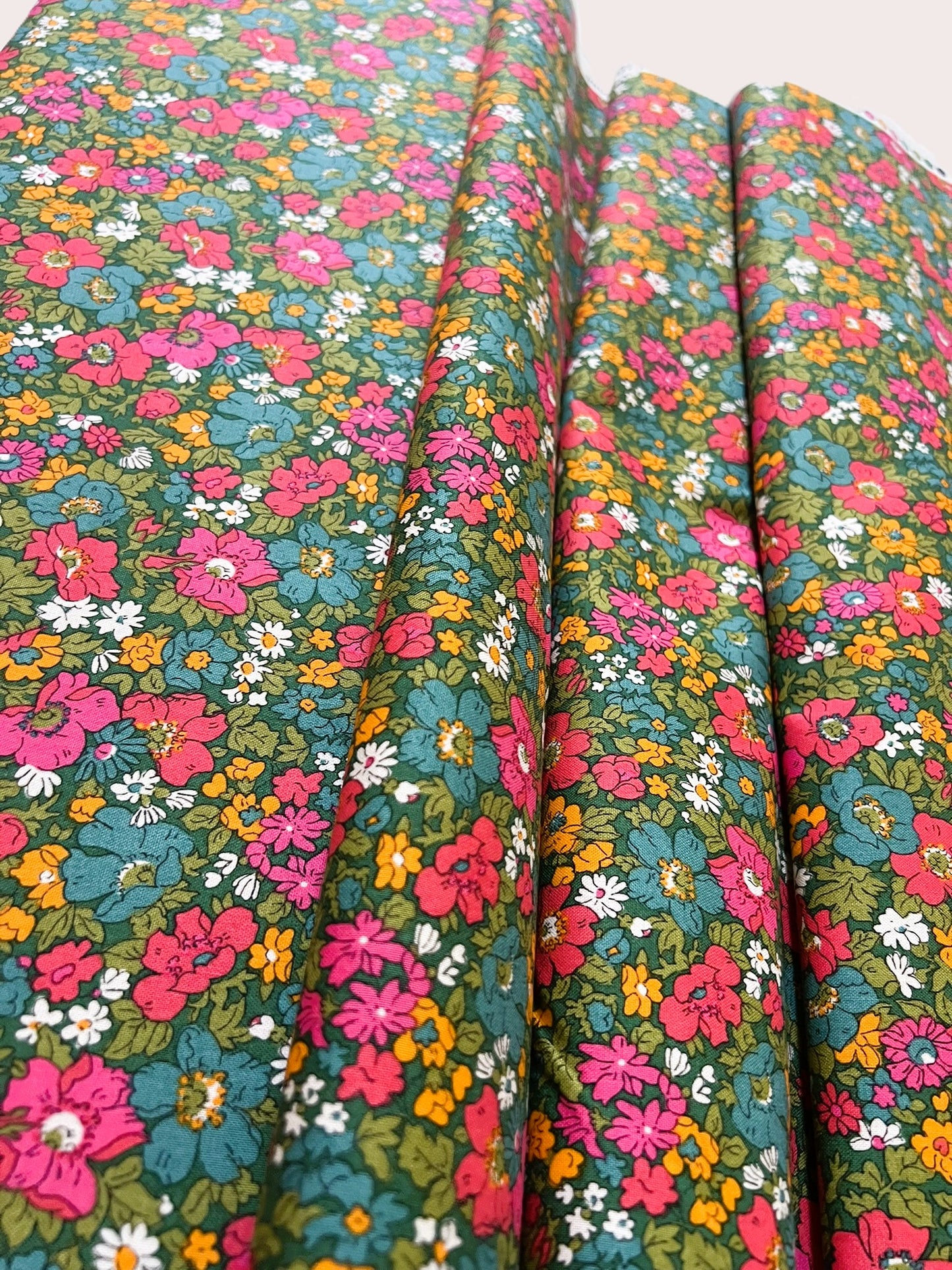Liberty Fabric Everlasting - Cosmos Song green