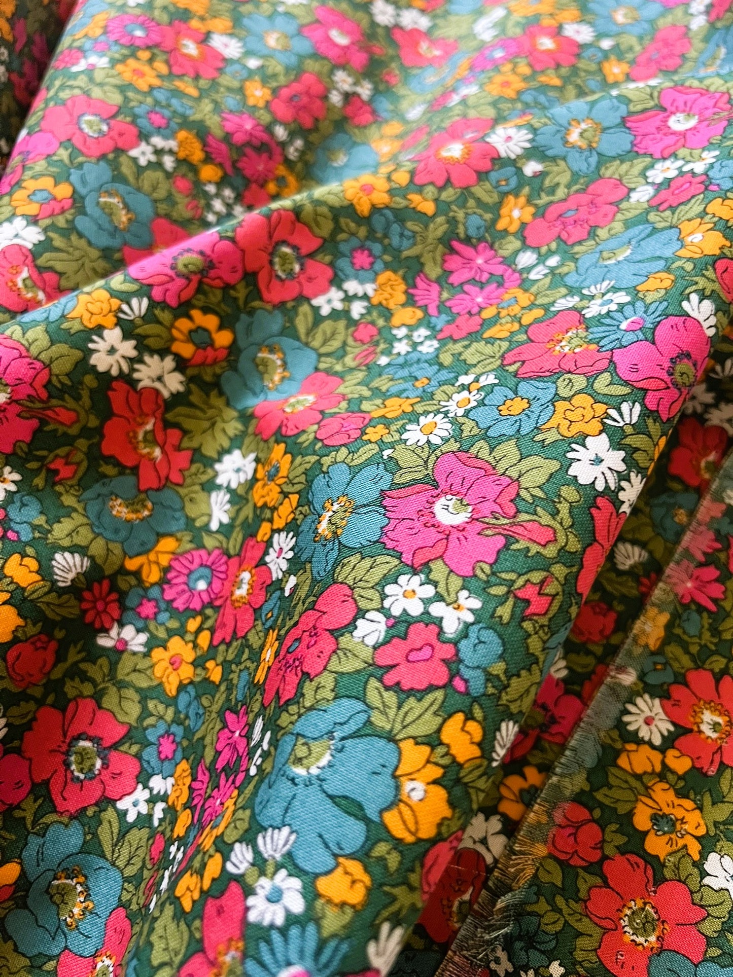 Liberty Fabric Everlasting - Cosmos Song green