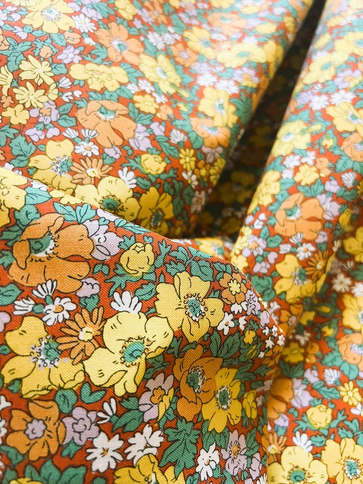 Liberty Fabric Everlasting - Cosmos Song orange