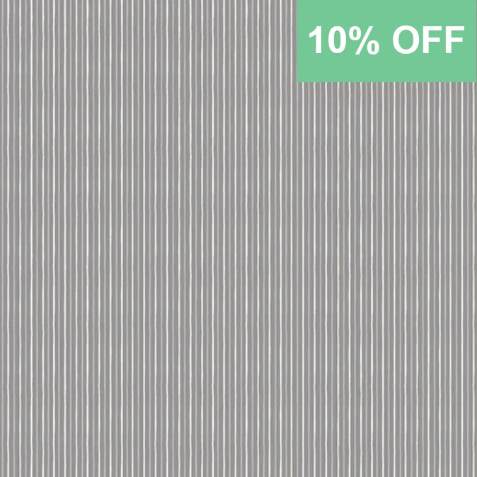 Makower Scandi Christmas Fabric - Stripe 2461/S Grey Metallic Fabric