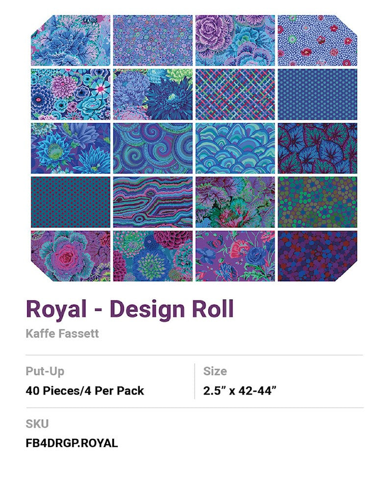 Jelly Roll Kaffe Fassett quilting cotton - Classic collection Royal Blue
