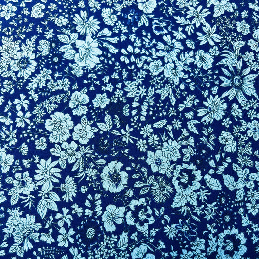 Liberty Fabric Flower Show Midnight Garden - Emily Silhouette blue